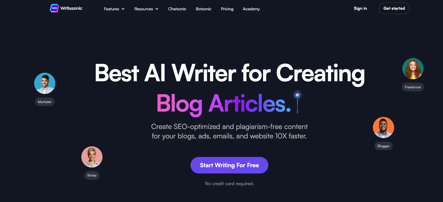 AI tools - Writesonic: create optimized content