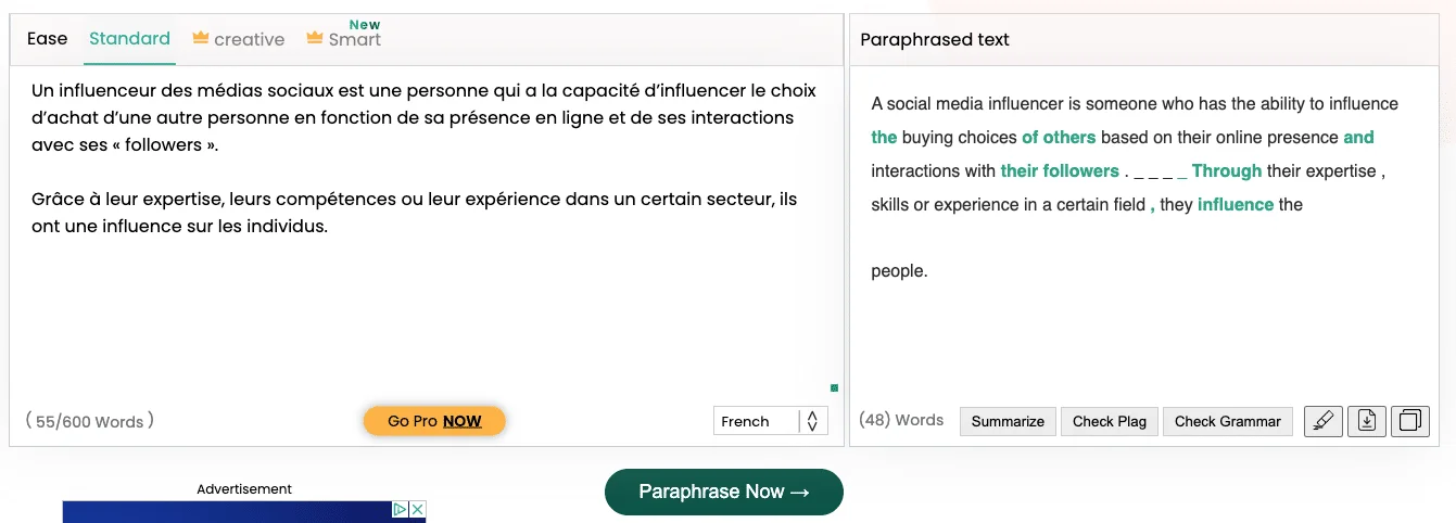 Paraphraser.io: reformulate any kind of text