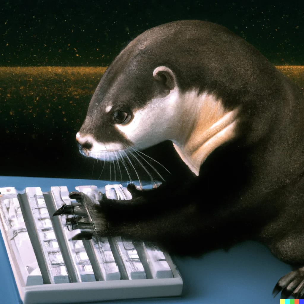 Otter using computer keyboard