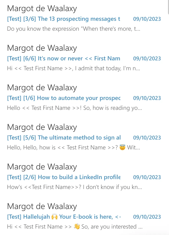 Boîte réception emails Waalaxy prospection