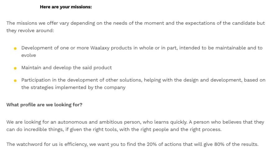 Missions Waalaxy développement produits