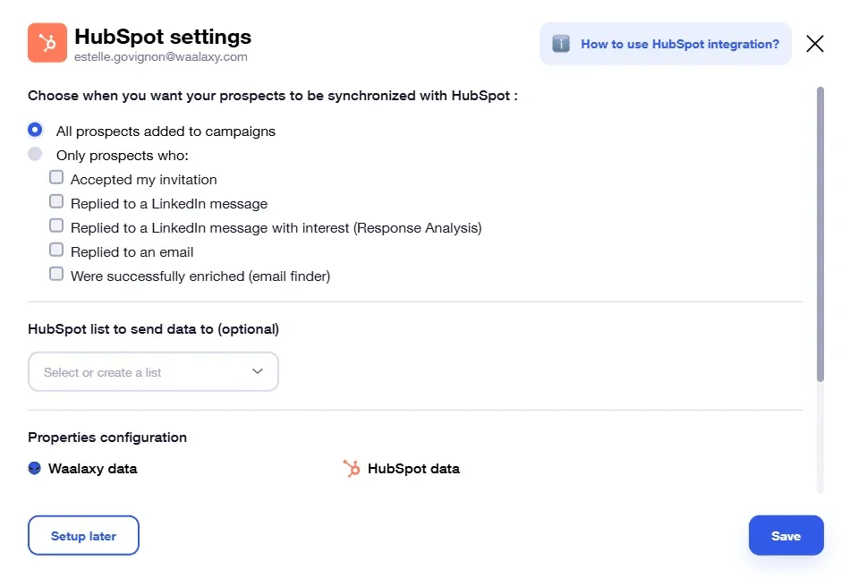 Synchronization of leads as soon as they are added to a campaign