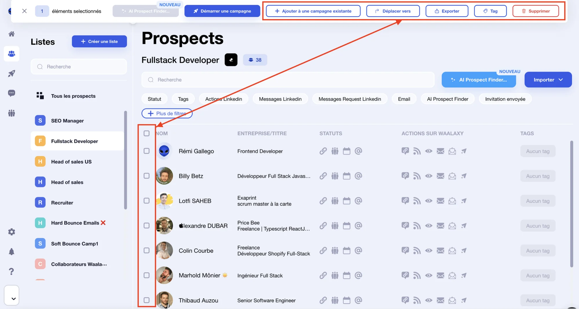 Vendre sur LinkedIn : tri et filtrage de vos listes avec Waalaxy.
