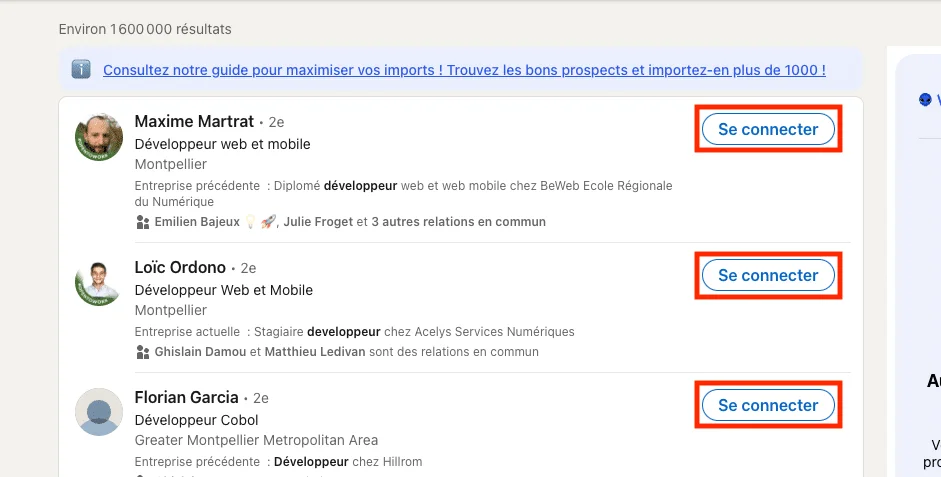 Envoyer des demandes de connexions sur LinkedIn.