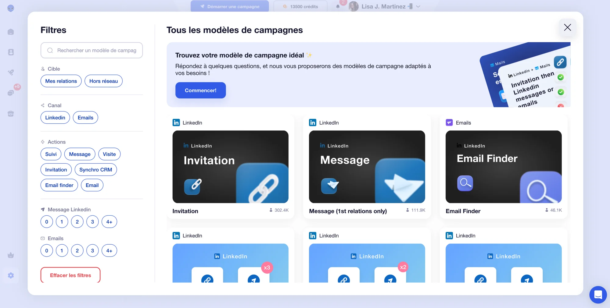 waalaxy modèles de campagnes personnalisées