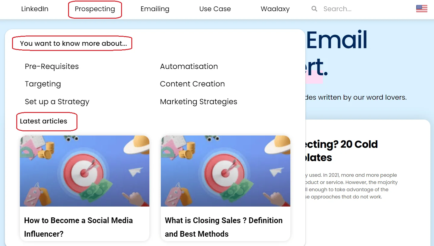 Modèles cold email prospection Waalaxy