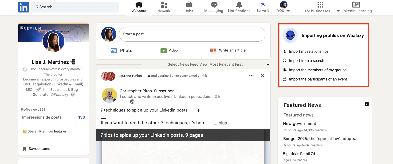 LinkedIn sales strategy & automation : auto-import with Waalaxy.