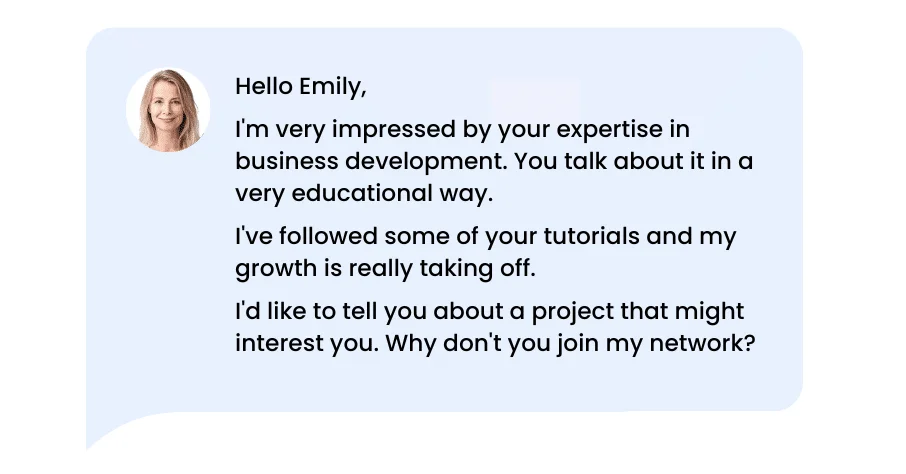 Example of a LinkedIn connection request message.