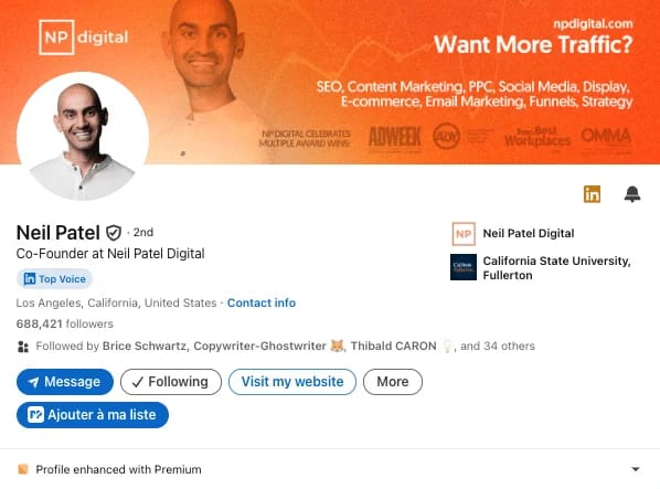 Exemplo de um perfil optimizado para vender no LinkedIn.