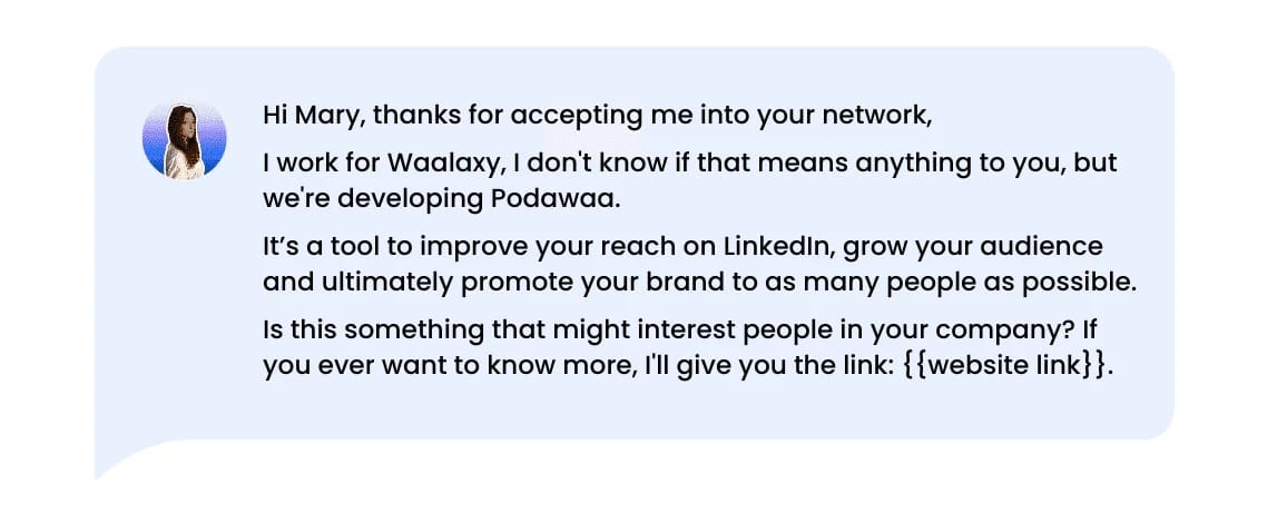 Esempio di messaggio introduttivo di LinkedIn dopo una richiesta di connessione