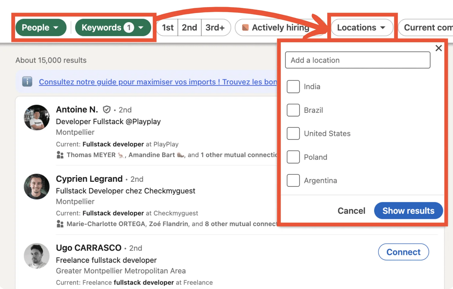 Adicionar filtros de pesquisa para melhor direcionar e vender no LinkedIn.