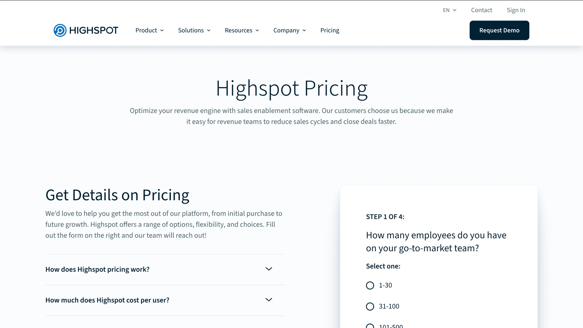 Highspot pricing