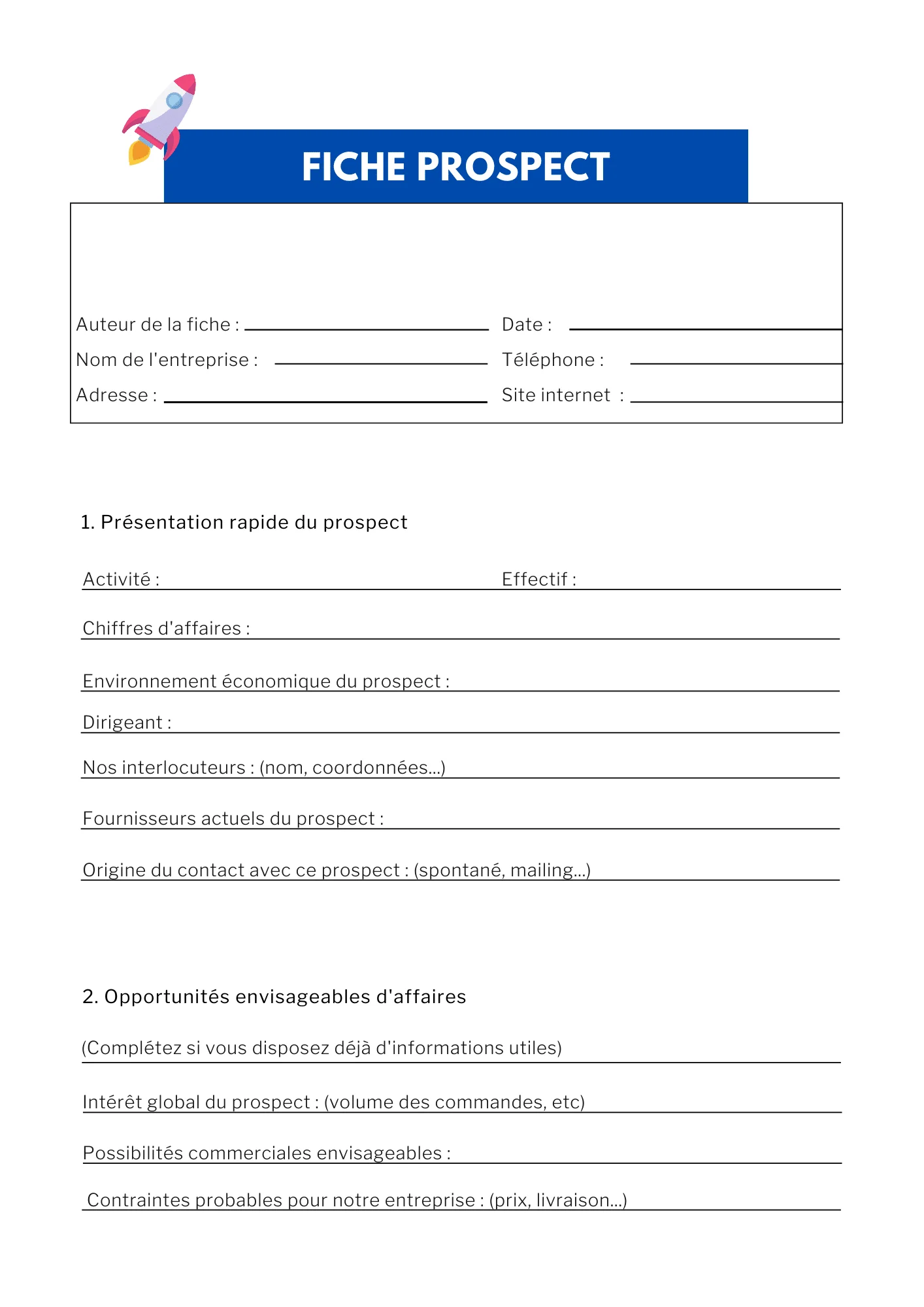 fiche prospect prospection