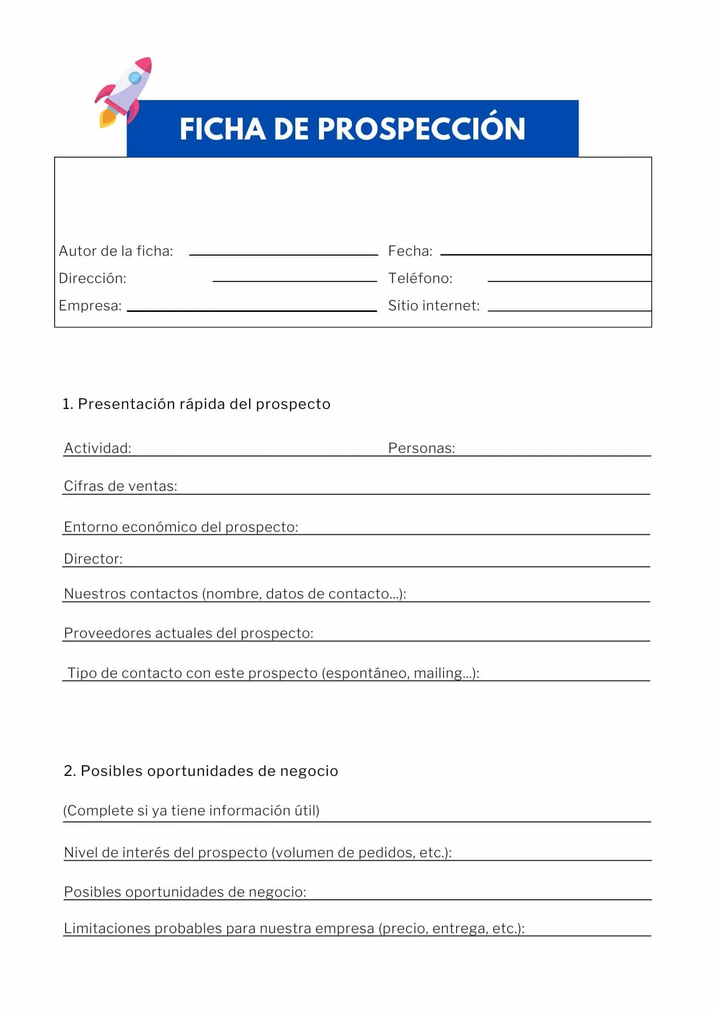 Ficha de prospección contactos empresas