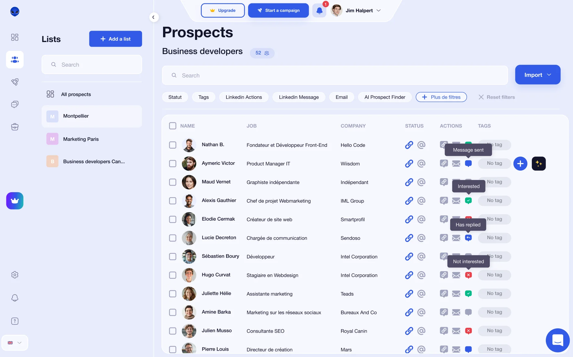 Fichier de prospects étape suivante