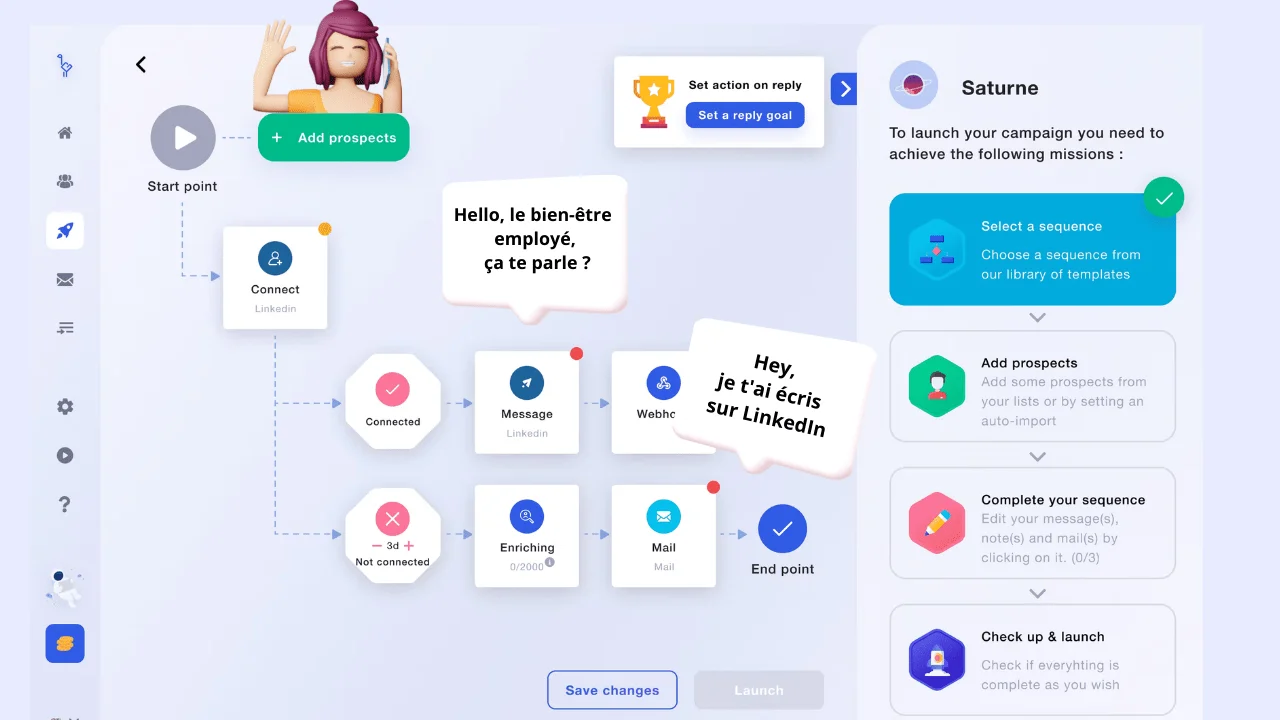 Waalaxy campaign automation workflow Saturn