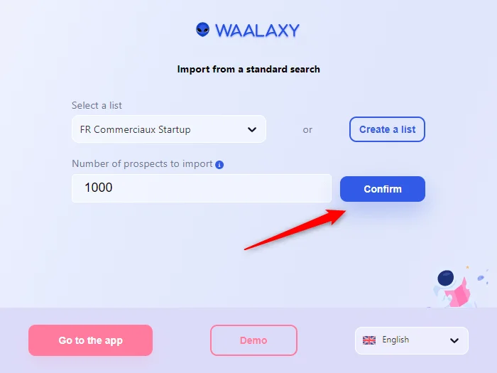 Waalaxy import prospects search interface