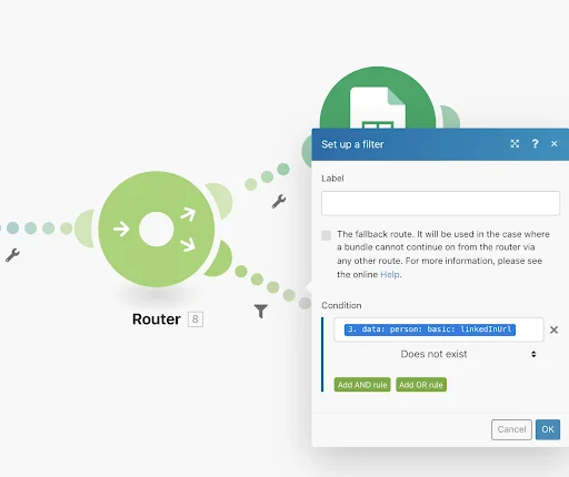 Configuration route fallback filtre