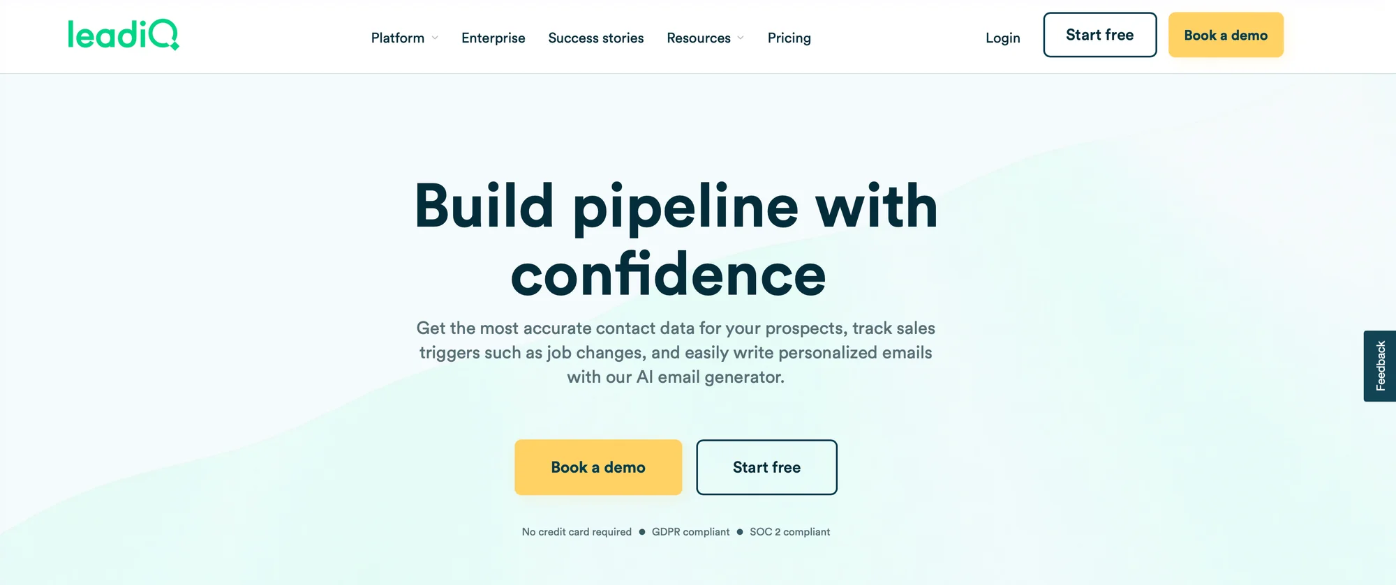 LeadIQ build pipeline confidence landing page