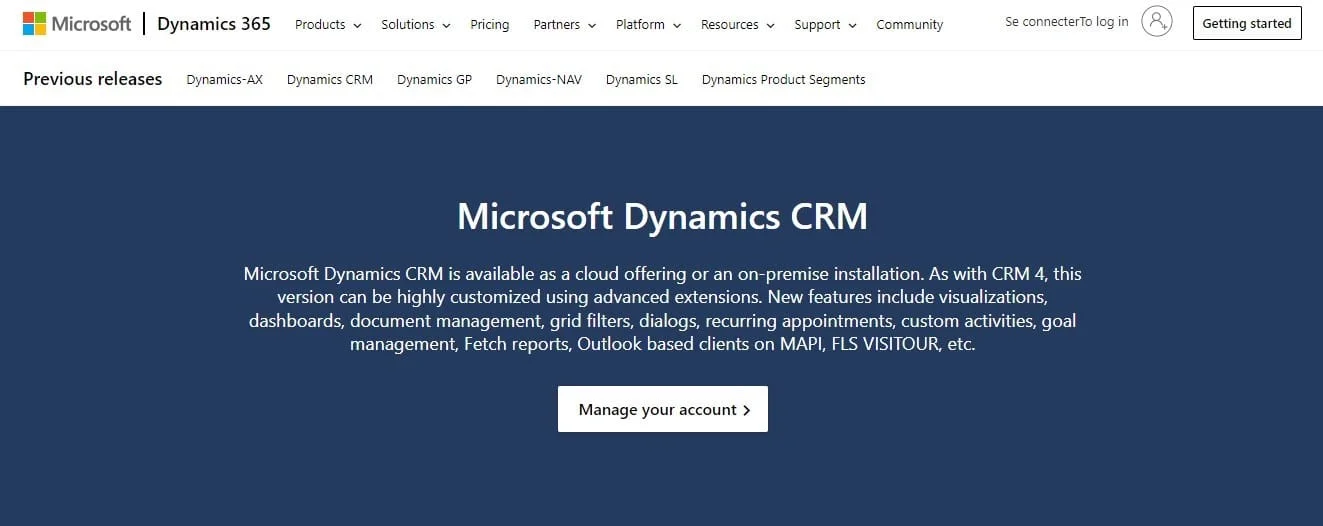 Microsoft Dynamics CRM interface presentation