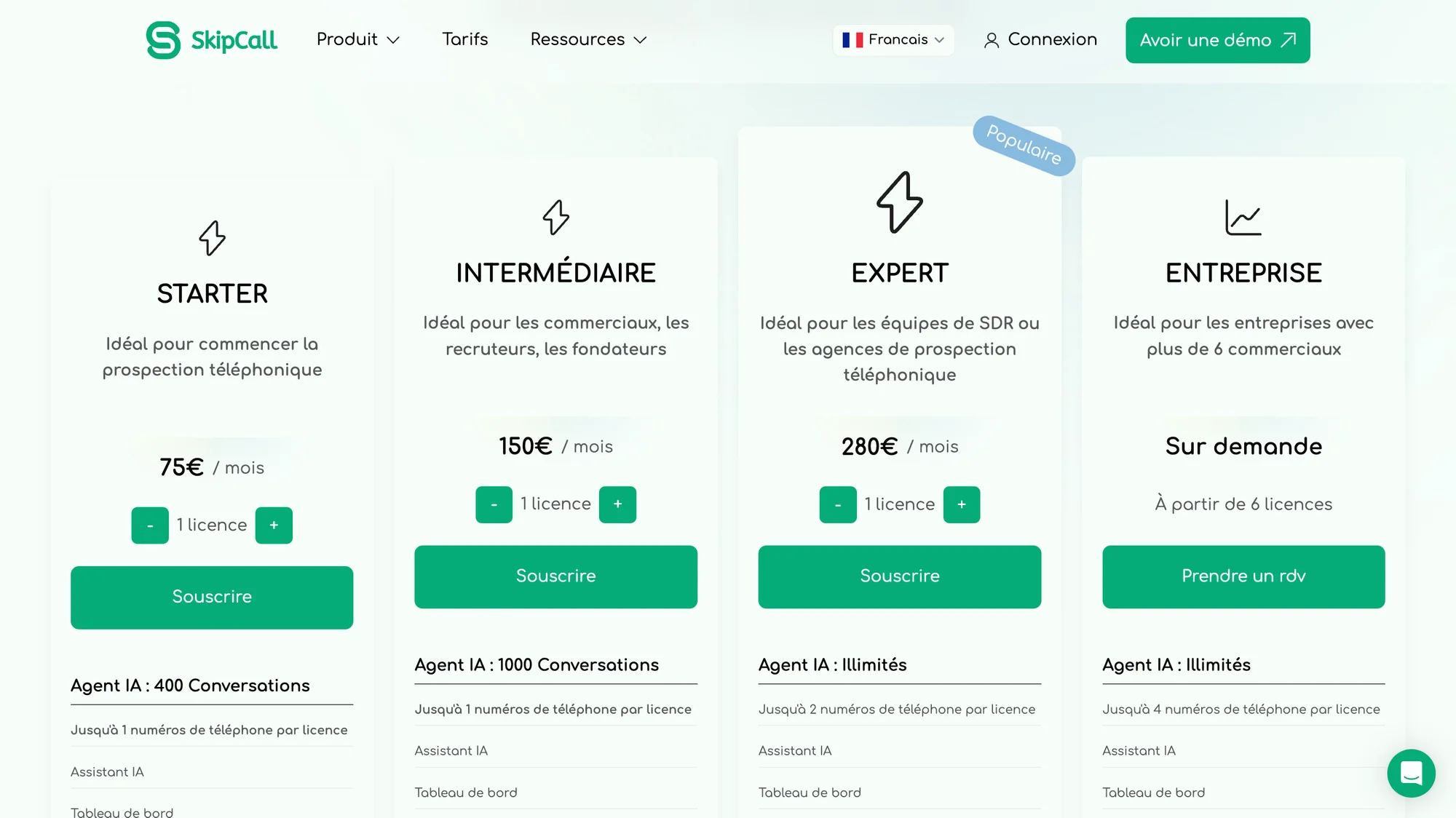 prix skipcall