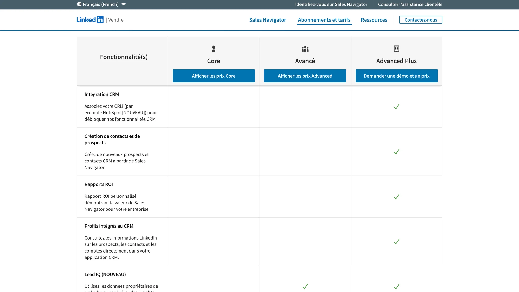 prix LinkedIn Sales Navigator