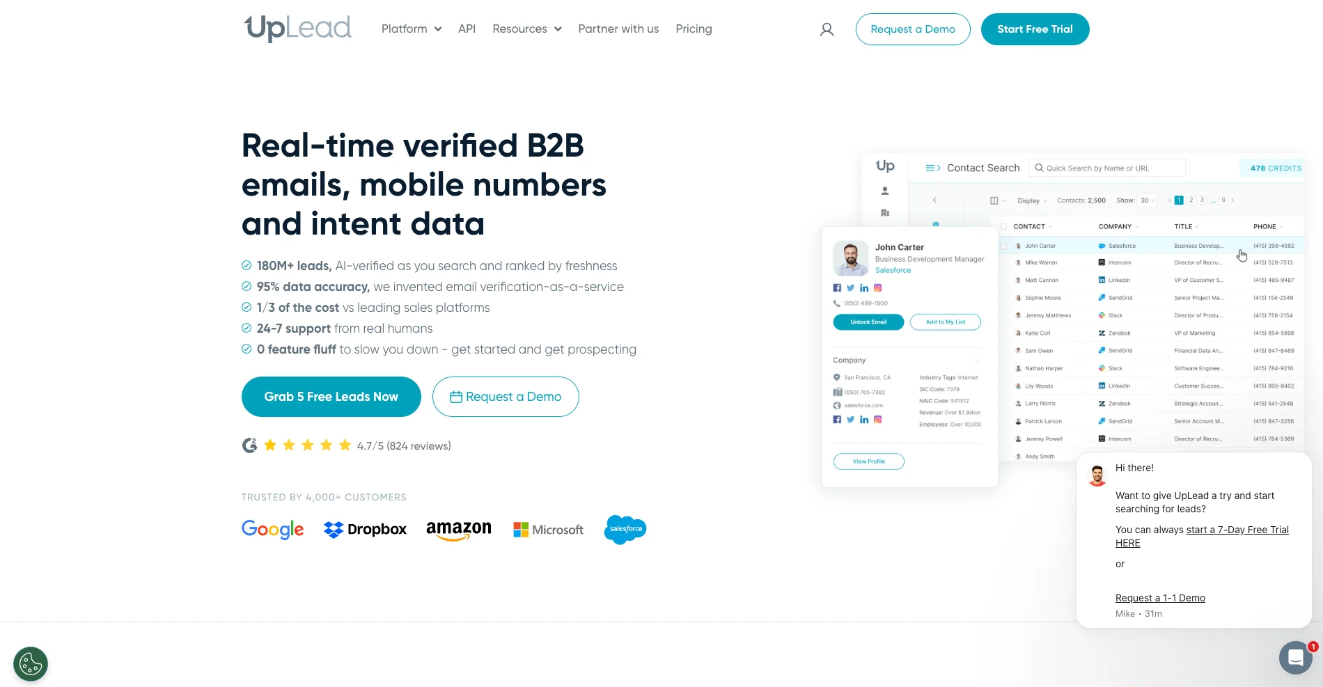 B2B Sales prospecting tool for finding LinkedIn contact details Uplead