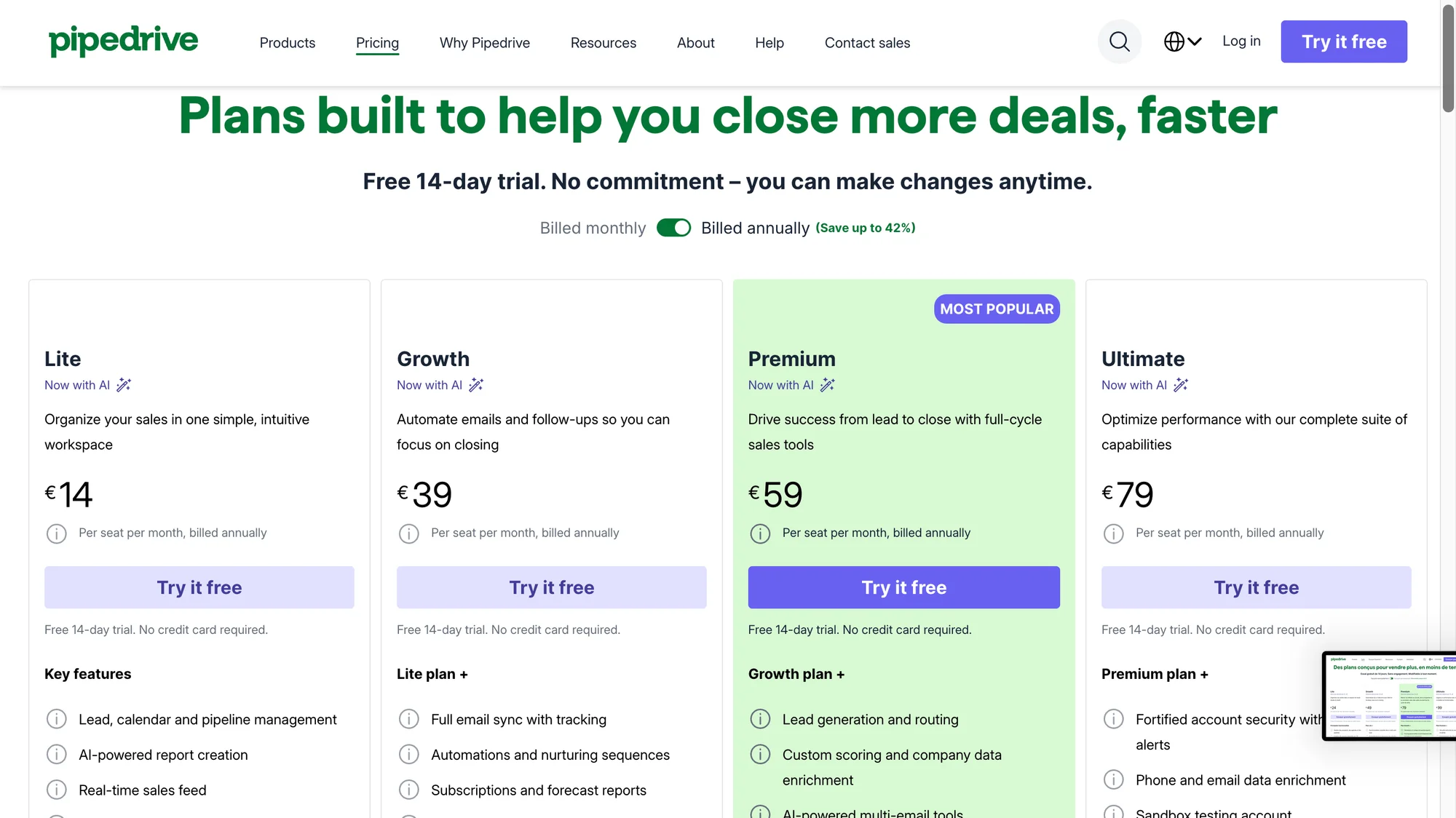 Pipedrive price