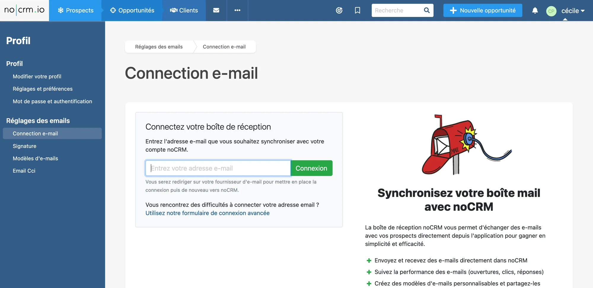 no.crm ajout email