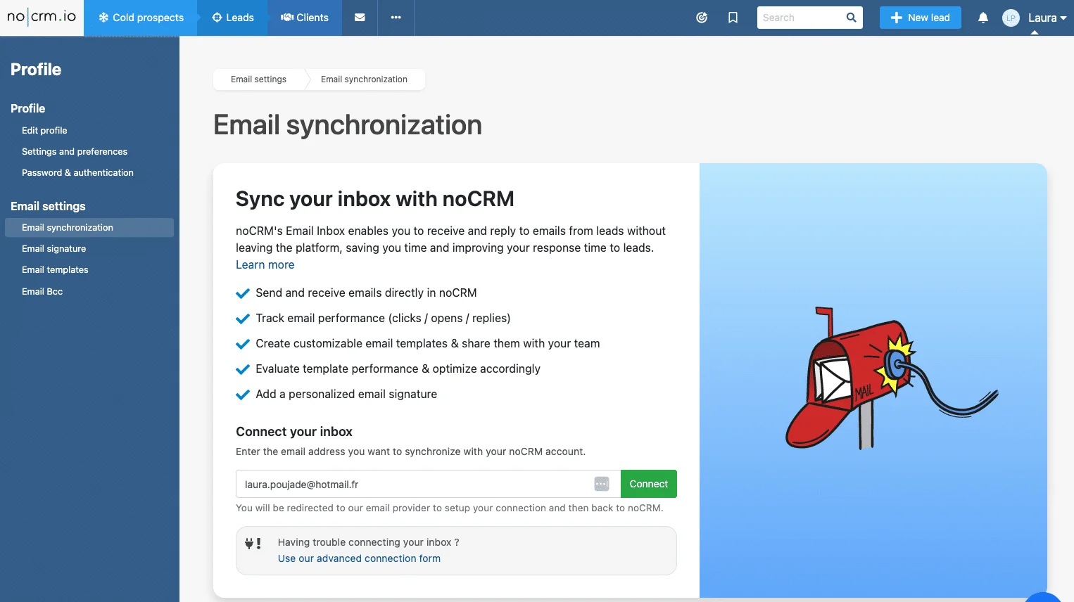 NoCRM email/calendar synchronization