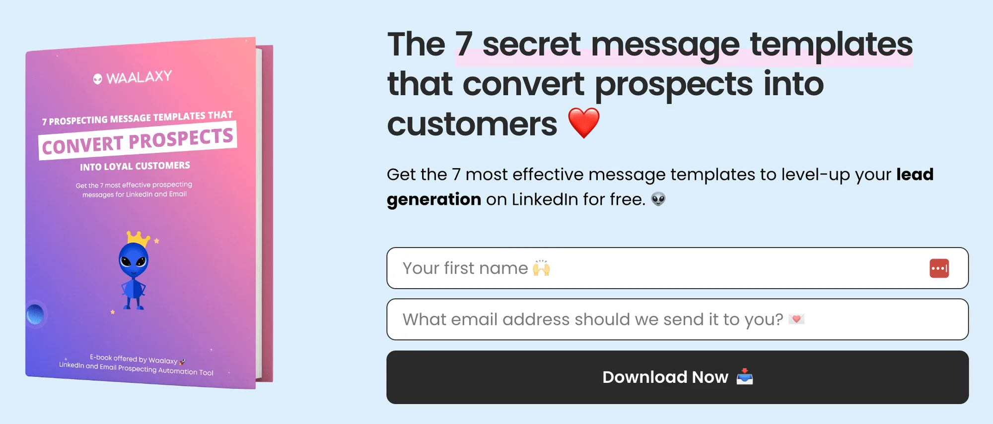 7 prospecting message templates Waalaxy ebook