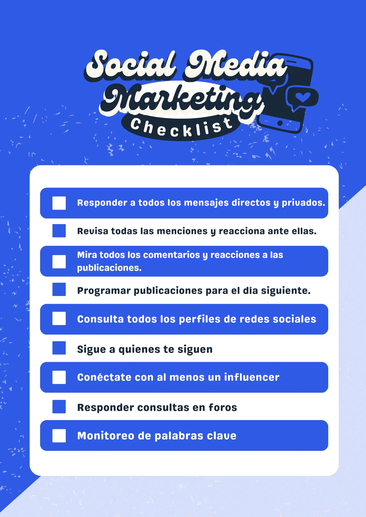 checklist social media marketing