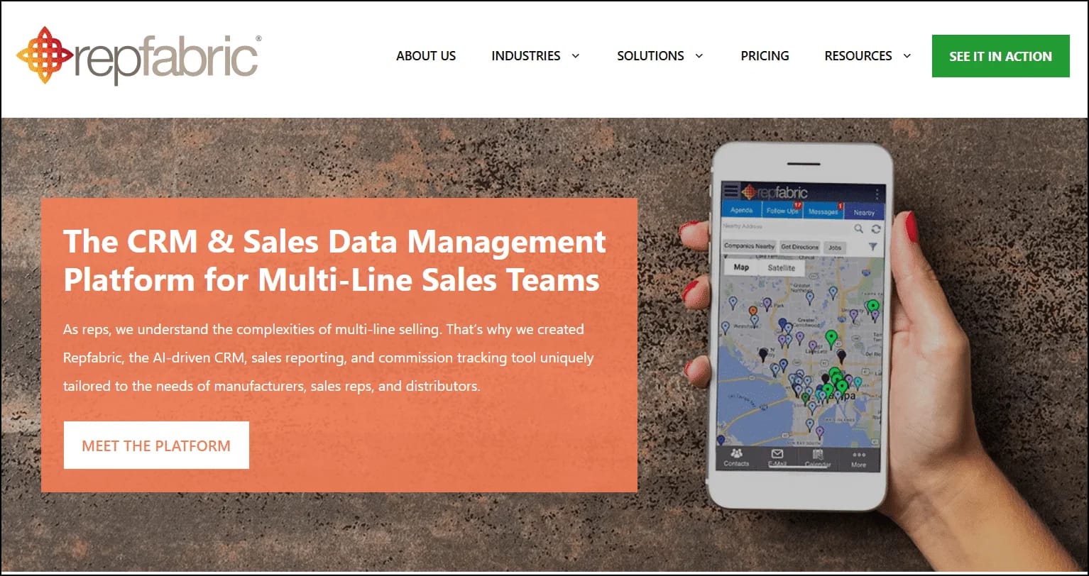 RepFabric plateforme CRM gestion ventes mobile