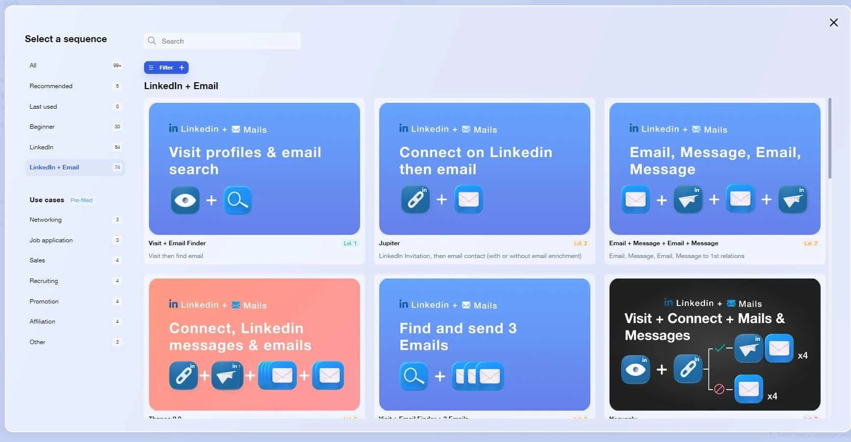 Séquences Waalaxy LinkedIn et email