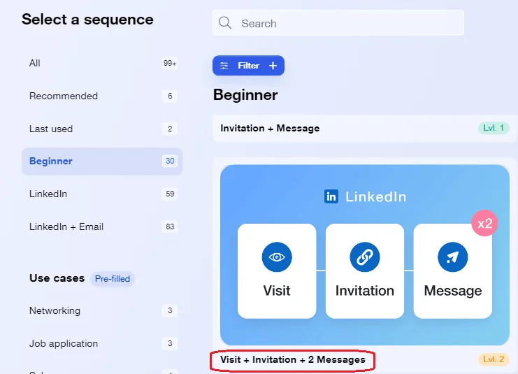 Séquence Waalaxy LinkedIn message invitation débutant