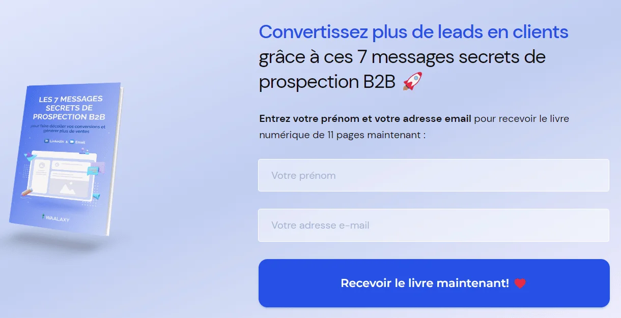 Page web promotionnelle avec livre blanc et formulaire de téléchargement.