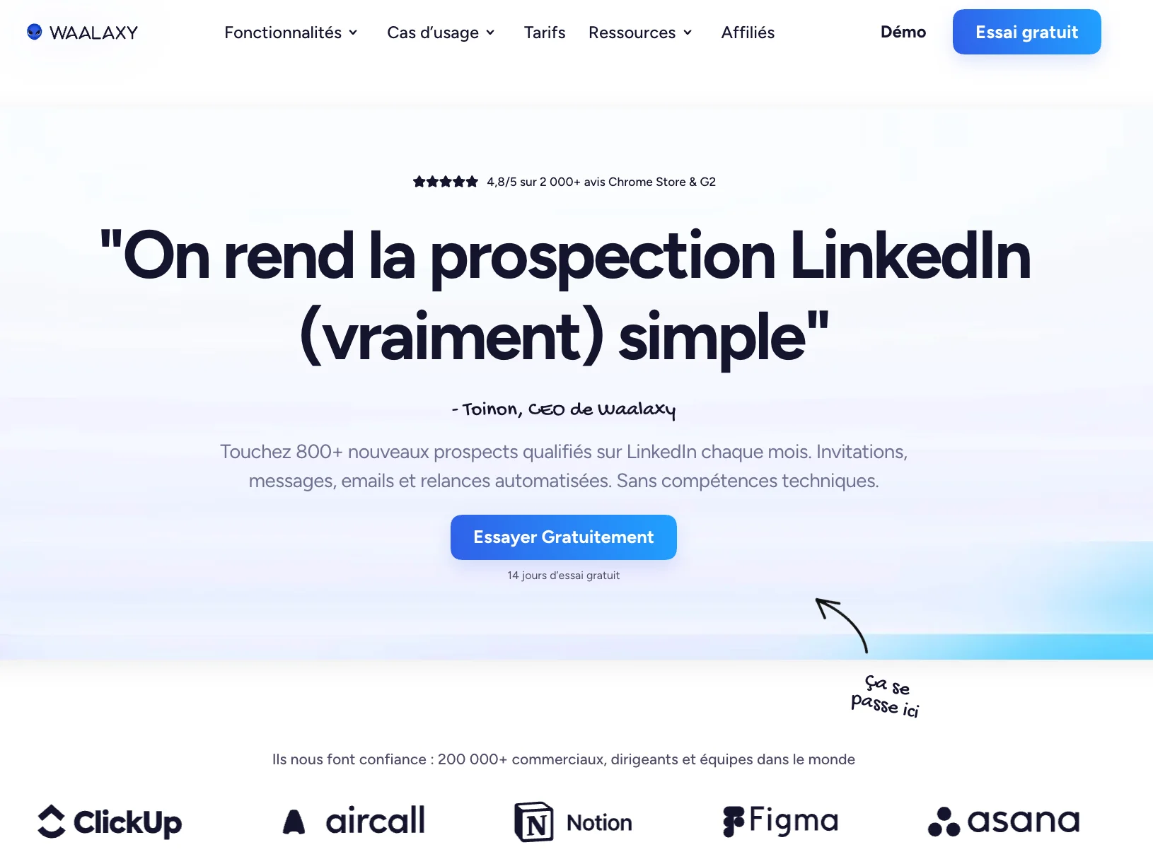 Outil CRM gratuit Waalaxy