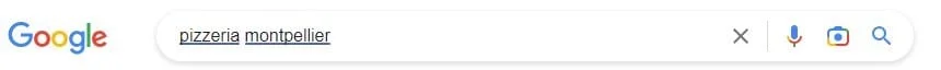 Barre recherche Google pizzeria Montpellier