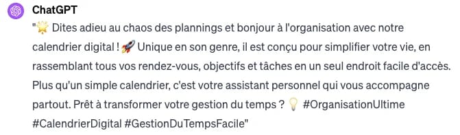 Message promotionnel sur l'application Calendrier Digital pour simplifier la gestion du temps.