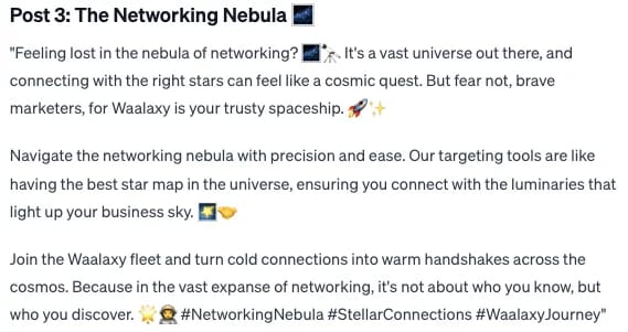 Networking Nebula Waalaxy prospection