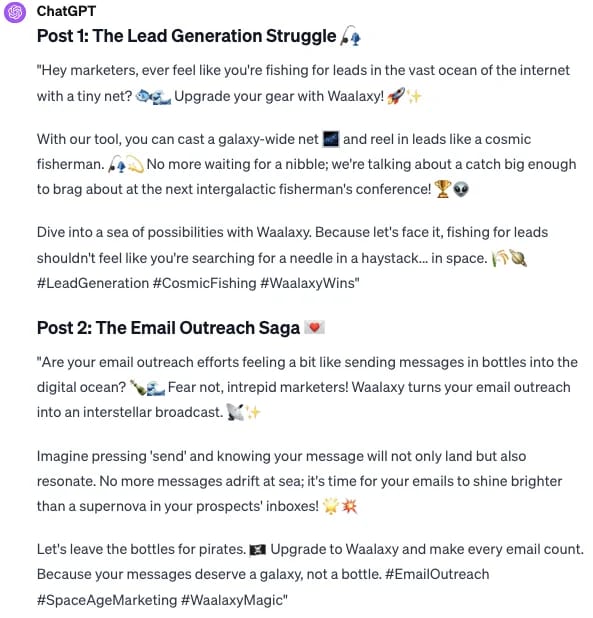 Génération leads email outreach ChatGPT Waalaxy