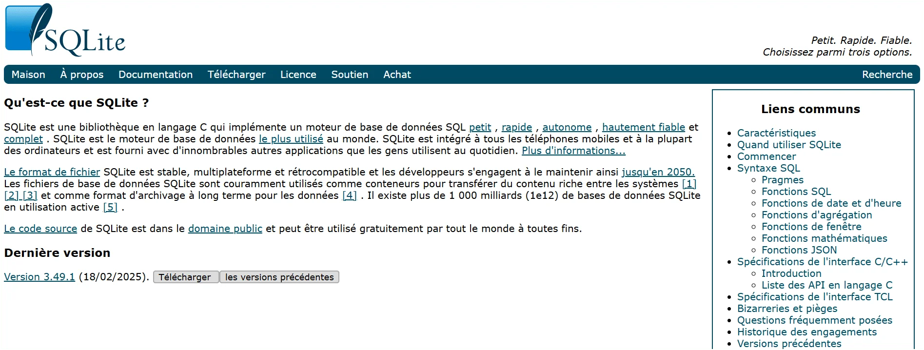 SQLite base de données gratuite