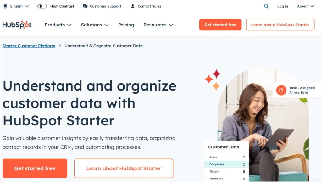 base de dados em linha gratuita Hubspot