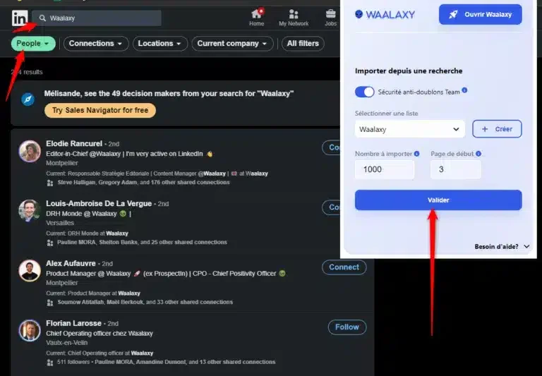 Targeting and segmentation for lead acquisition with Waalaxy.