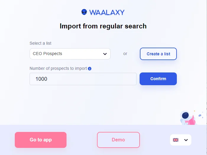 Import prospects recherche régulière Waalaxy