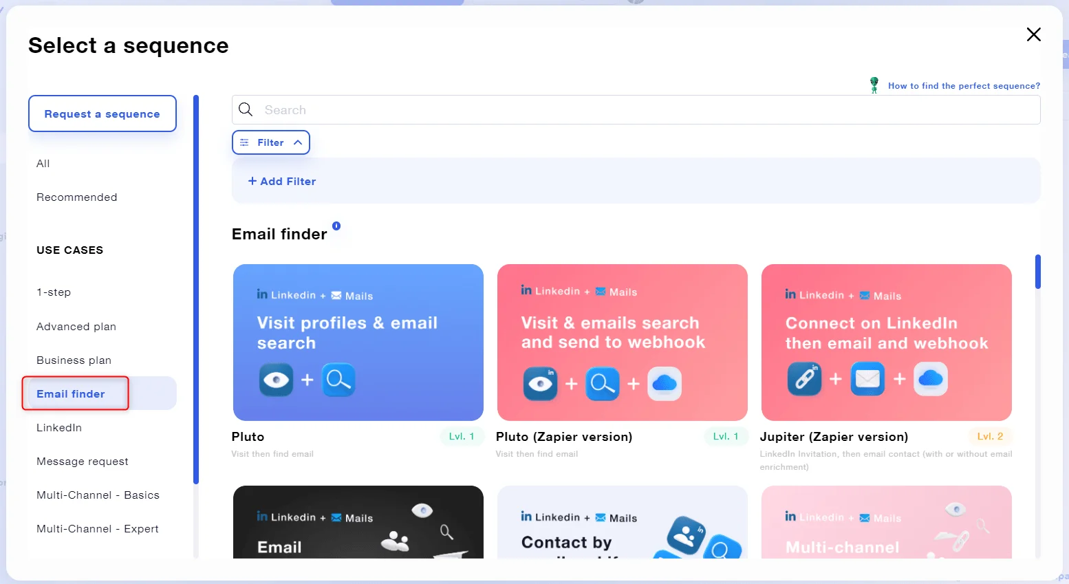 Email finder sélection séquences Waalaxy