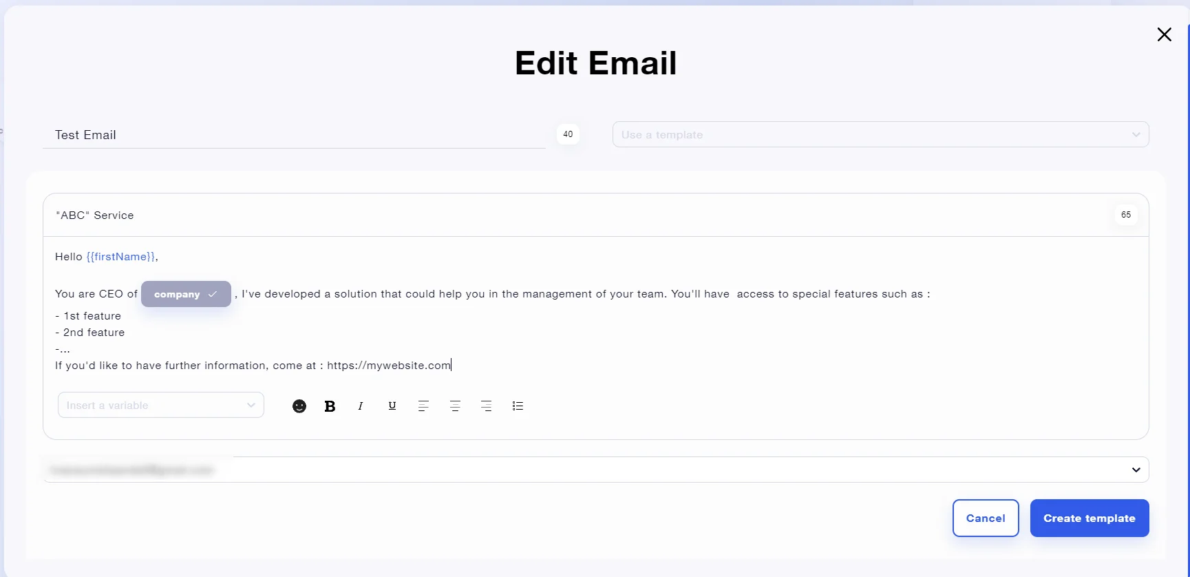 Éditer un modèle email Waalaxy