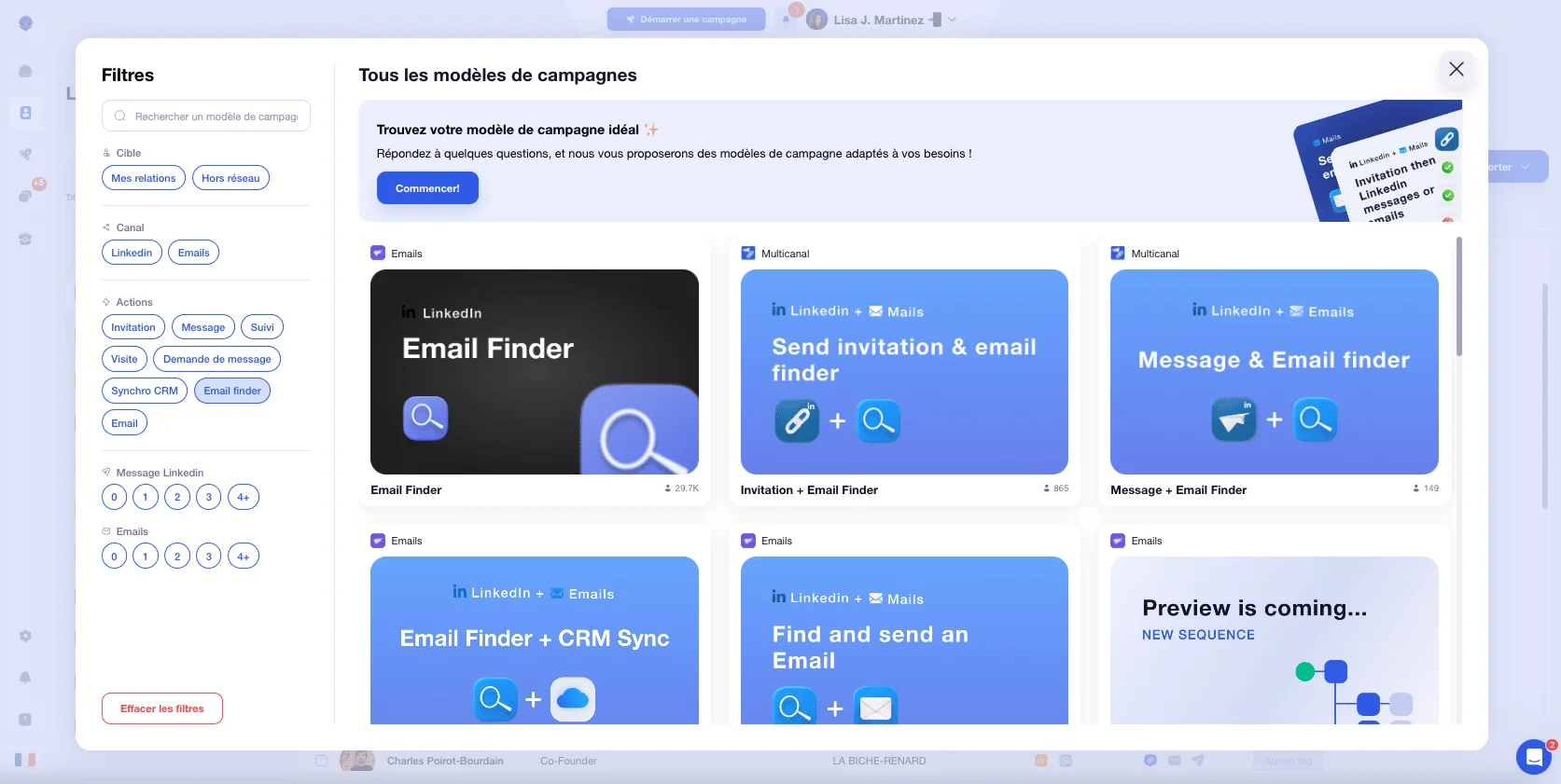LinkedIn email finder - campagne sur waalaxy