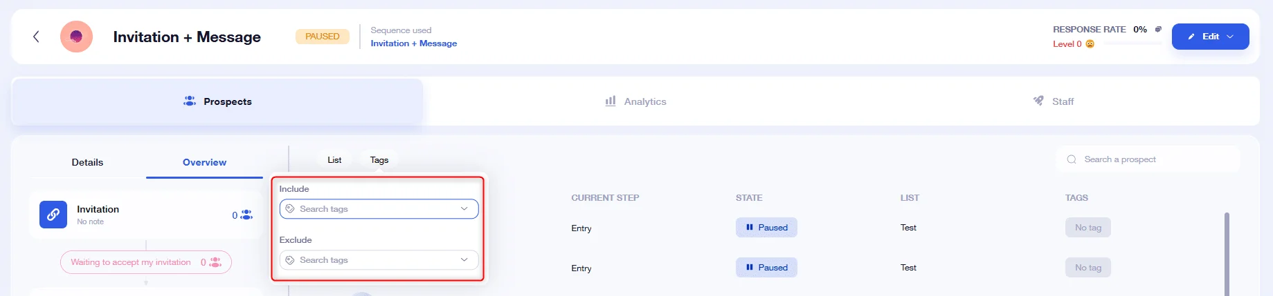 Invitation message sequence Waalaxy