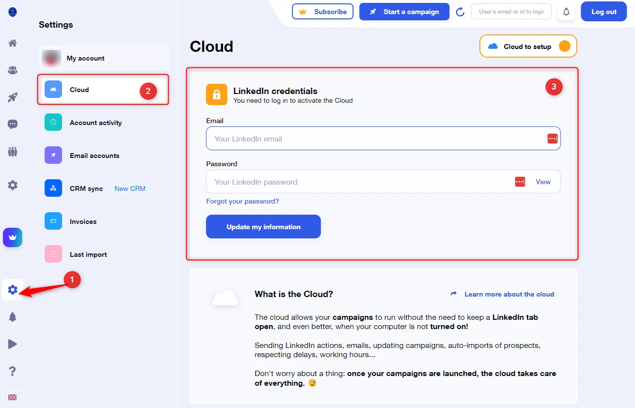 Cloud connexion